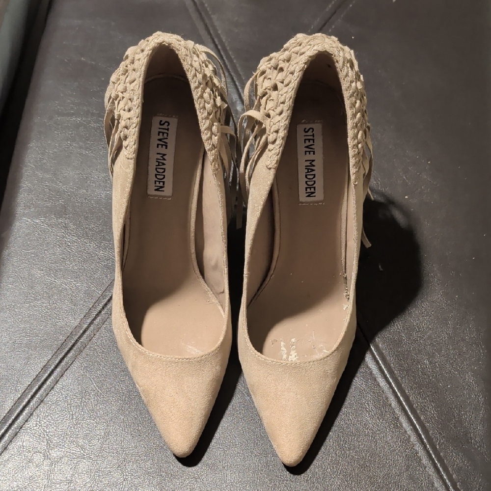 Steve Madden Boho Chic Tan Suede Fringe Heels